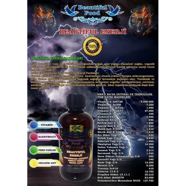OİL ENERJİ 100 ML Beautiful Food Kuş Maması