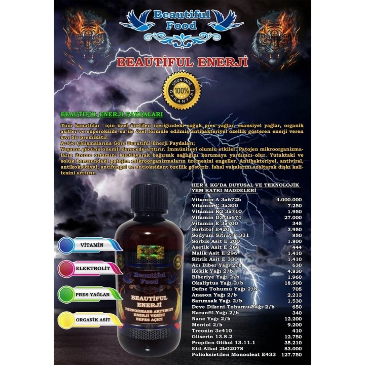 OİL ENERJİ 100 ML Beautiful Food Kuş Maması