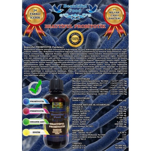 PROBİYOTİK 100 ML Beautiful Food Kuş Maması